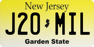 NJ license plate J20MIL