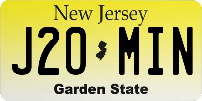 NJ license plate J20MIN
