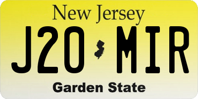 NJ license plate J20MIR