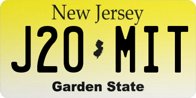 NJ license plate J20MIT