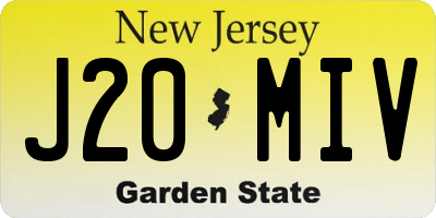 NJ license plate J20MIV