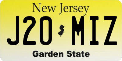 NJ license plate J20MIZ