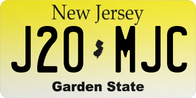 NJ license plate J20MJC