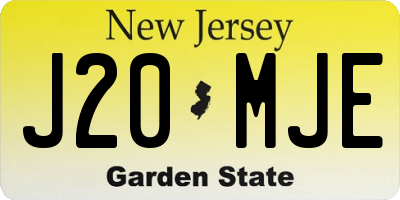NJ license plate J20MJE