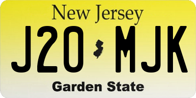 NJ license plate J20MJK