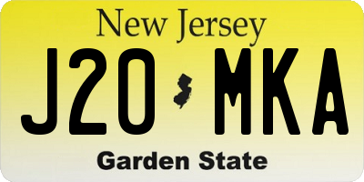 NJ license plate J20MKA