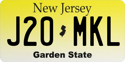NJ license plate J20MKL