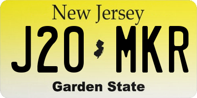 NJ license plate J20MKR