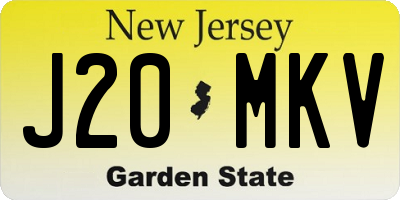 NJ license plate J20MKV