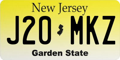 NJ license plate J20MKZ
