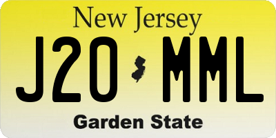 NJ license plate J20MML