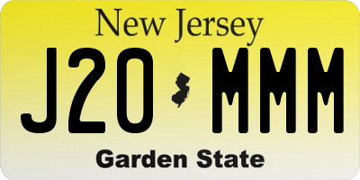 NJ license plate J20MMM