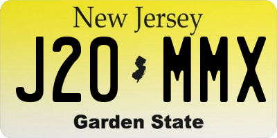 NJ license plate J20MMX
