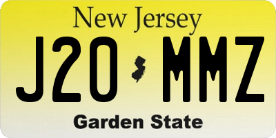 NJ license plate J20MMZ