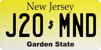 NJ license plate J20MND