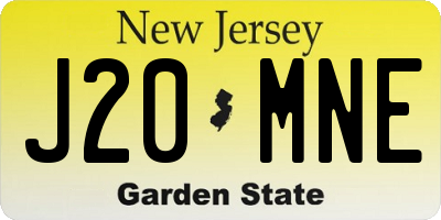 NJ license plate J20MNE