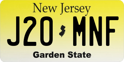 NJ license plate J20MNF