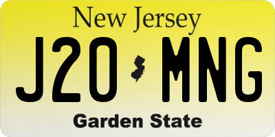 NJ license plate J20MNG