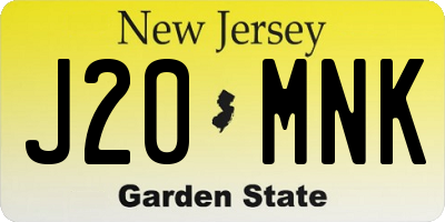 NJ license plate J20MNK