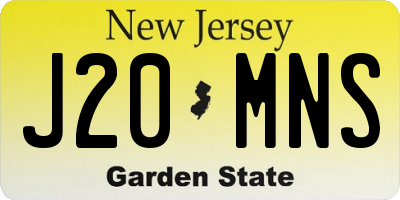 NJ license plate J20MNS