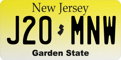 NJ license plate J20MNW