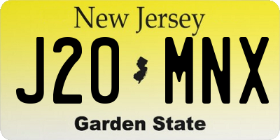 NJ license plate J20MNX