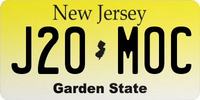 NJ license plate J20MOC