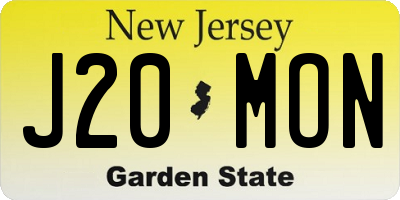 NJ license plate J20MON