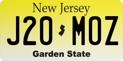 NJ license plate J20MOZ