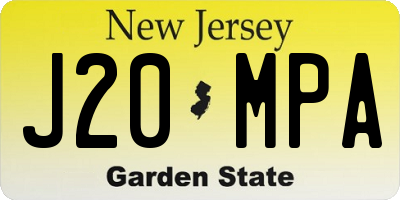 NJ license plate J20MPA