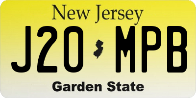 NJ license plate J20MPB