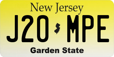 NJ license plate J20MPE