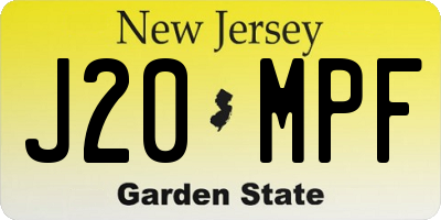 NJ license plate J20MPF