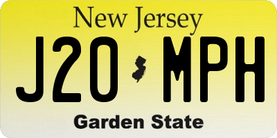 NJ license plate J20MPH