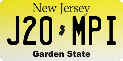 NJ license plate J20MPI