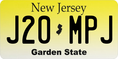 NJ license plate J20MPJ
