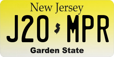 NJ license plate J20MPR