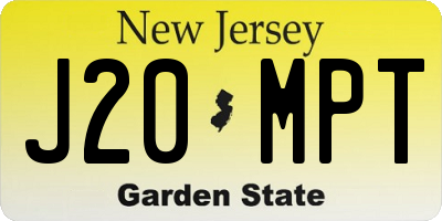 NJ license plate J20MPT