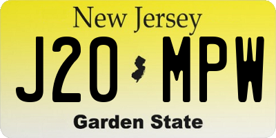 NJ license plate J20MPW