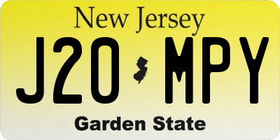 NJ license plate J20MPY