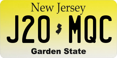 NJ license plate J20MQC
