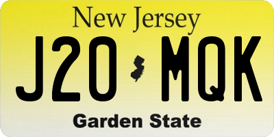 NJ license plate J20MQK