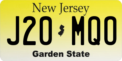 NJ license plate J20MQO