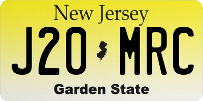 NJ license plate J20MRC