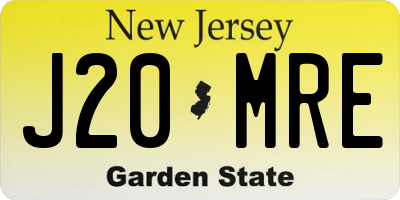 NJ license plate J20MRE