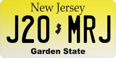 NJ license plate J20MRJ
