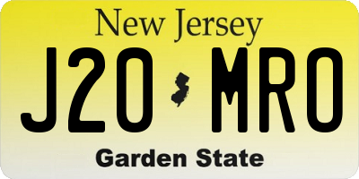 NJ license plate J20MRO