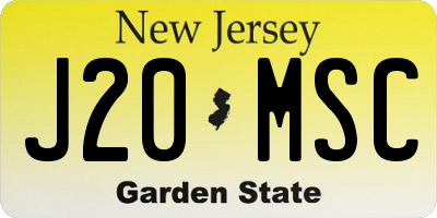 NJ license plate J20MSC