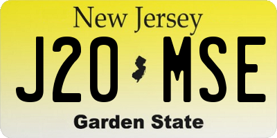 NJ license plate J20MSE