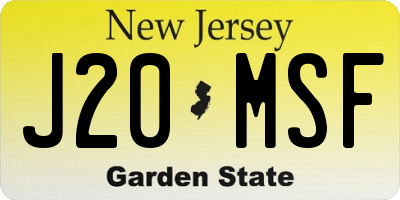 NJ license plate J20MSF